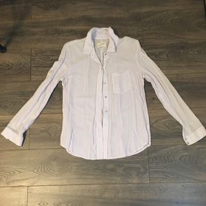 White and light purple long sleeve button down